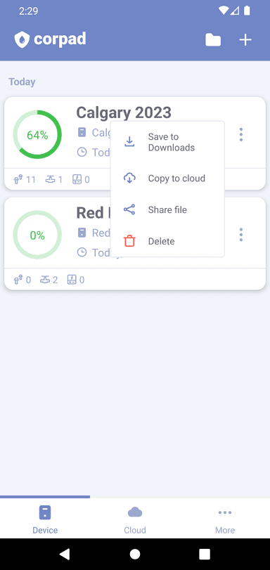 Exporting survey files – Corpad Docs