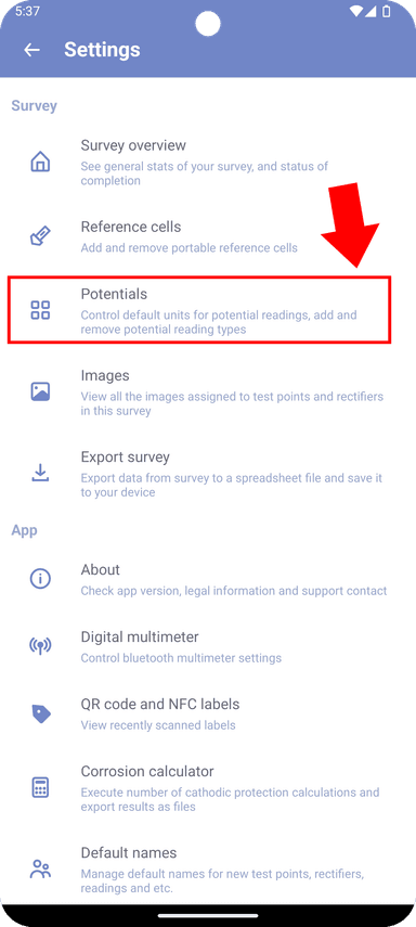 Potential settings – Corpad Docs